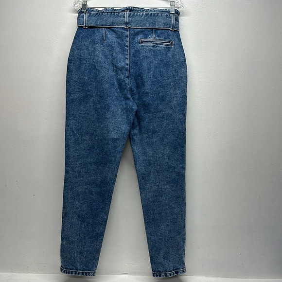 Sezane Austin Jeans Denim Trousers Belted Tie Waist Paperbag Blue Size 38 US 6 - Picture 5 of 9